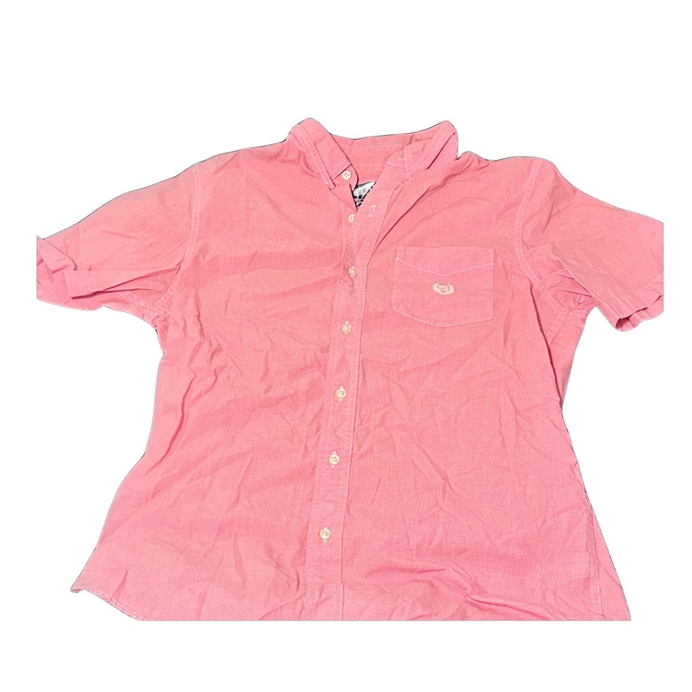 Chaps Men’s Gingham Red & White Short Sleeve Button Up - Small